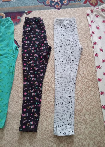 Renkli Pamuklu Kız Çocuk Taytları, Bol Kesim - Görsel 12