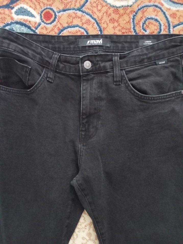 Mavi markalı siyah Erkek Regular Fit Kot Pantolon - Görsel 4