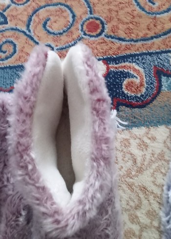 Gri Bağlama Desenli Kürklü Sıcak ev botu - Görsel 6