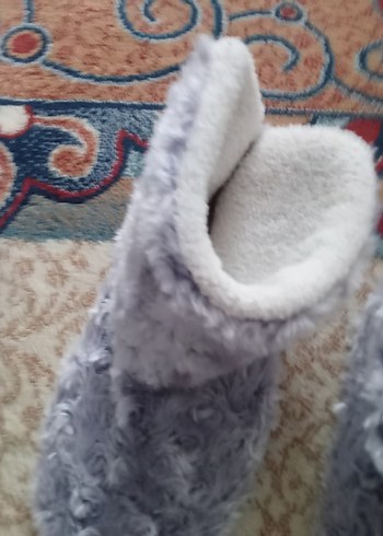 Gri Bağlama Desenli Kürklü Sıcak ev botu - Görsel 7