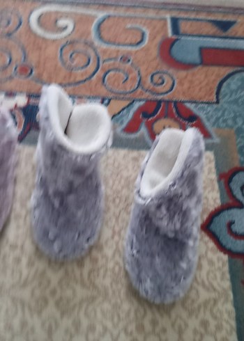 Gri Bağlama Desenli Kürklü Sıcak ev botu - Görsel 3
