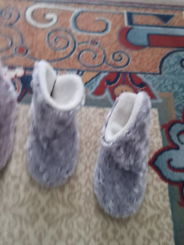 Gri Bağlama Desenli Kürklü Sıcak ev botu - Görsel 3