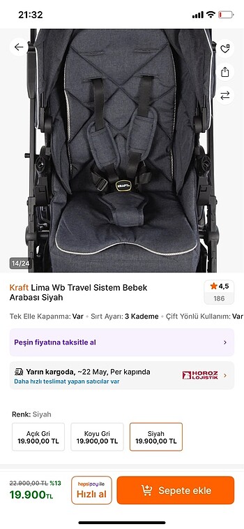Kraft lima travel bebek arabası