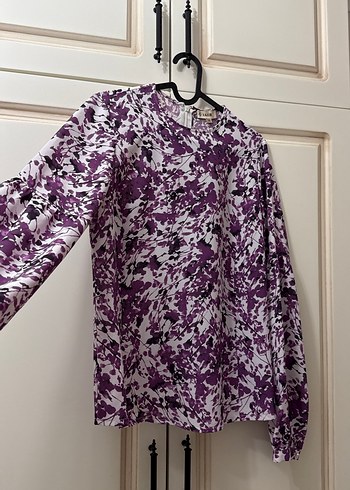 Kadın Mor Batik Desenli Uzun Kollu Bluz