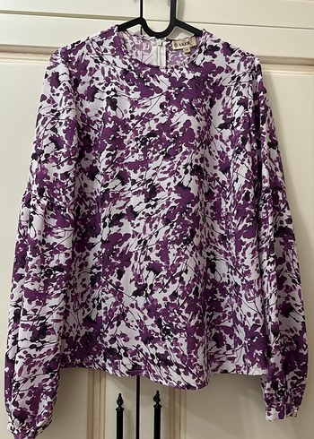 Kadın Mor Batik Desenli Uzun Kollu Bluz - Görsel 5