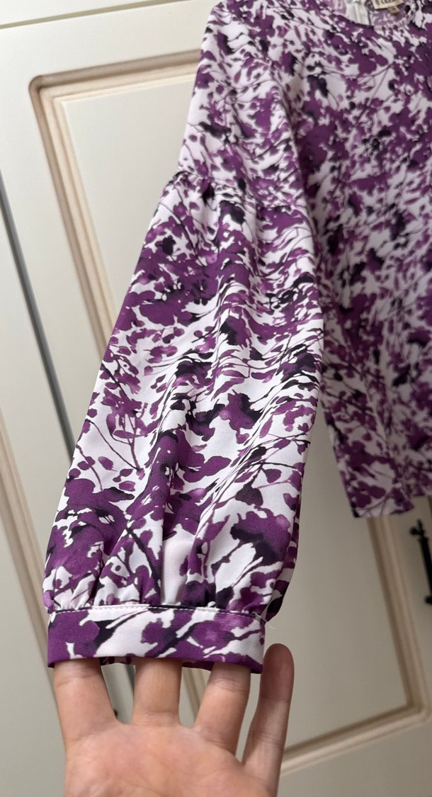 Kadın Mor Batik Desenli Uzun Kollu Bluz - Görsel 2