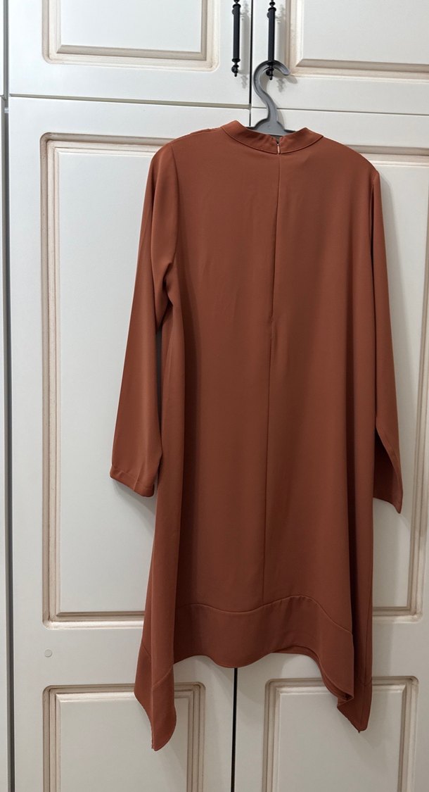 Uzun Kollu  kiremit rengi Kadın Tunik - Görsel 3