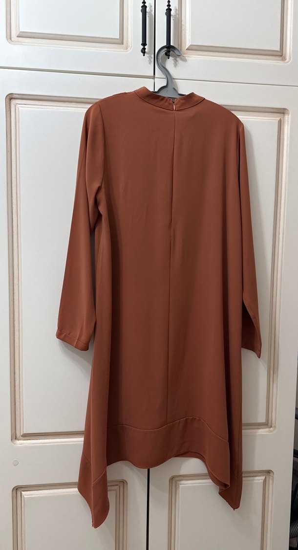 Uzun Kollu  kiremit rengi Kadın Tunik - Görsel 4