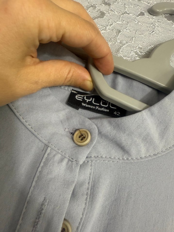 Gri Uzun Keten Bohem Elbise - Görsel 5