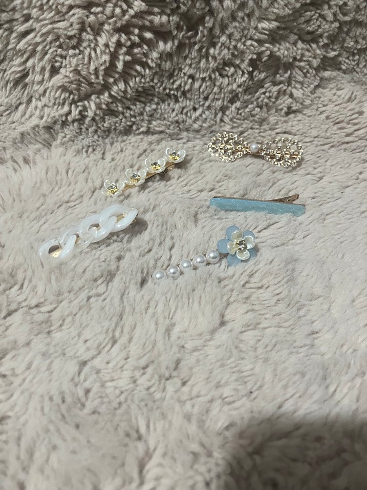 Boncuklu Beyaz Bohem Kadın Toka Seti - Görsel 2