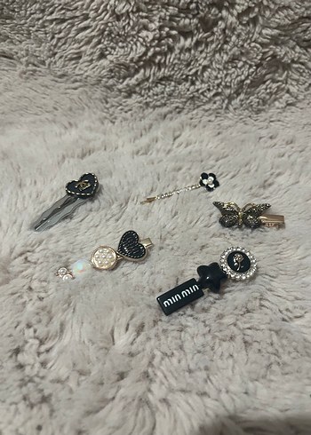 Boncuklu Siyah Paris Temalı Kadın Toka Seti - Görsel 2