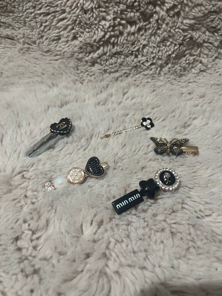 Boncuklu Siyah Paris Temalı Kadın Toka Seti - Görsel 2