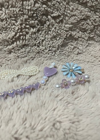 Boncuklu Mor Bohem Saç Tokası Seti - Görsel 2