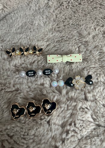 Boncuklu Çoklu Kelebek ve İnci Saç Tokası Seti - Görsel 3