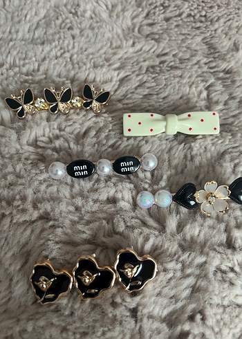 Boncuklu Çoklu Kelebek ve İnci Saç Tokası Seti - Görsel 4