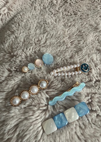 Mavi Boncuklu Bohem Saç Tokası Seti - Görsel 3