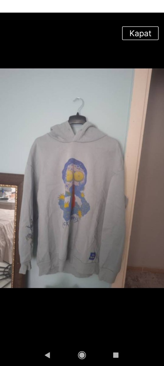 Mavi Erkek Rick and Morty Kapüşonlu Sweatshirt - Görsel 2