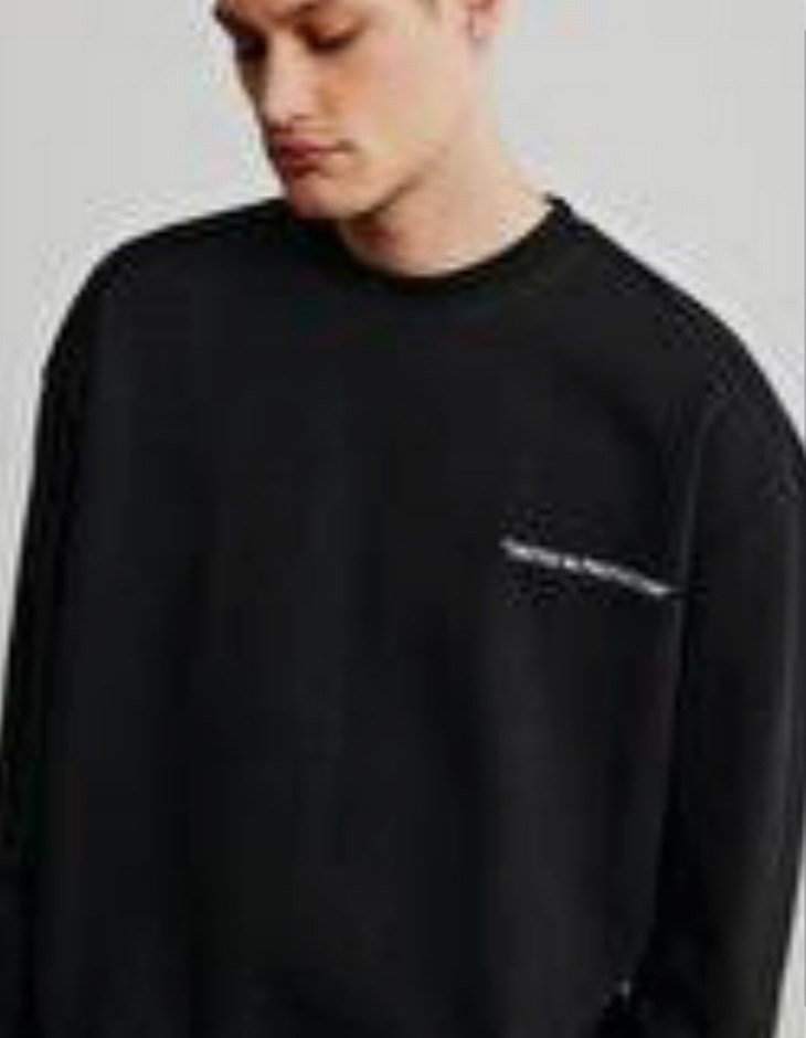 Erkek Siyah Oversize Sweatshirt - Görsel 2