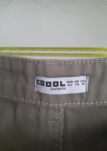 Haki Keten Kemerli Rahat Kesim Kadın Pantolon - Görsel 4