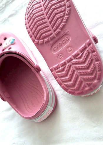 26 Beden Crocs ÇocukPembe Velcro Bantlı Terlik