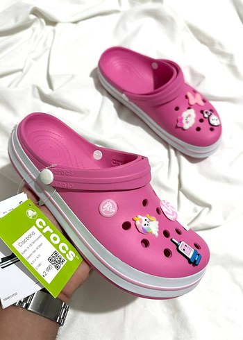 Pembe Crocs Kadın Dolgu Topuk Terlik - Görsel 6