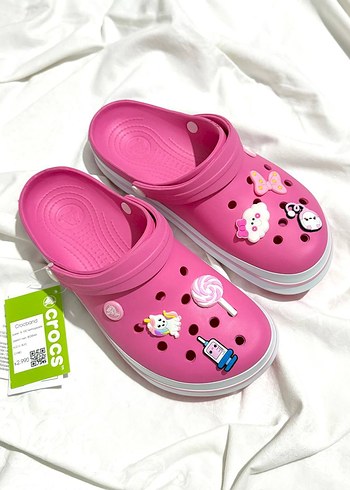 Pembe Crocs Kadın Dolgu Topuk Terlik - Görsel 5