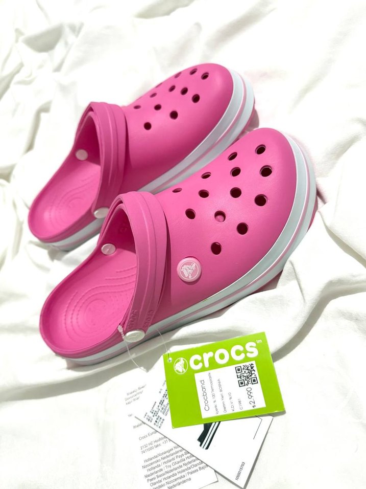Pembe Crocs Kadın Dolgu Topuk Terlik - Görsel 4