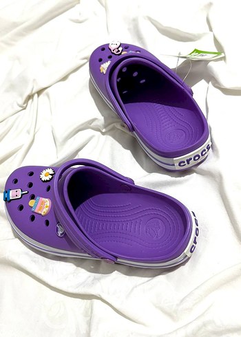 Mor Velcro Kız Terlikleri Renkli Desenli - Görsel 5