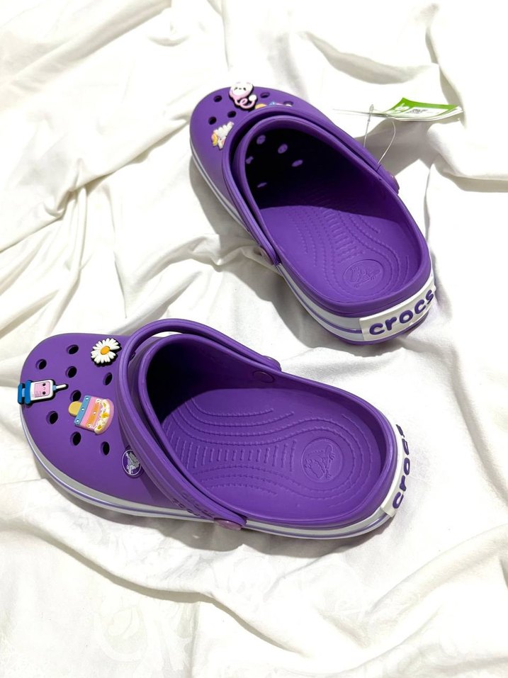 Mor Velcro Kız Terlikleri Renkli Desenli - Görsel 5