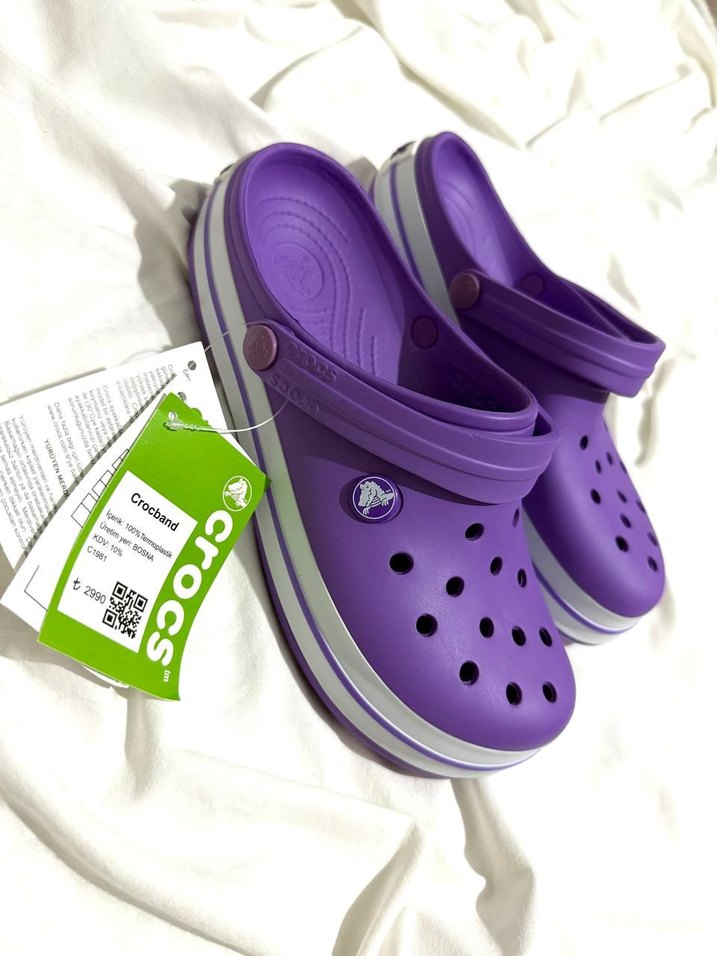 Mor Velcro Kız Terlikleri Renkli Desenli - Görsel 3