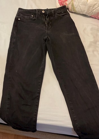 Gri Yırtık Detaylı Salaş Kadın Jean - Görsel 8