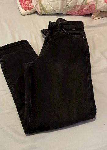 Gri Yırtık Detaylı Salaş Kadın Jean - Görsel 14