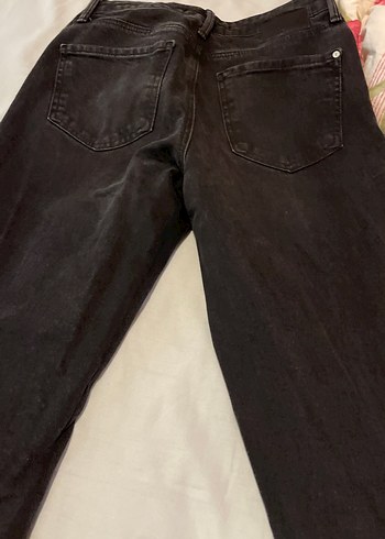 Kadın Siyah Kemerli Denim Pantolon - Görsel 7