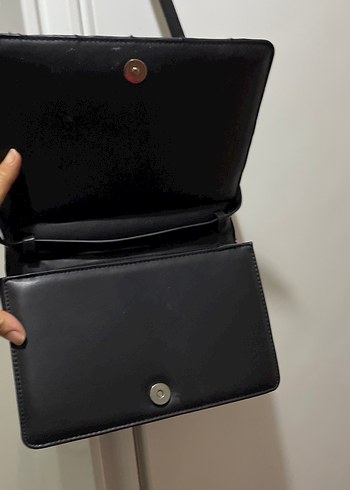 Deri Siyah Kareli Kadın Çanta - Görsel 4