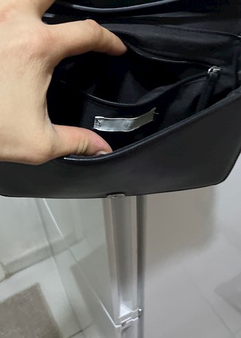 Deri Siyah Kareli Kadın Çanta - Görsel 5