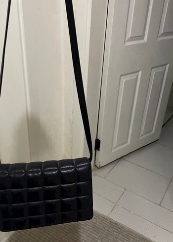 Deri Siyah Kareli Kadın Çanta - Görsel 6