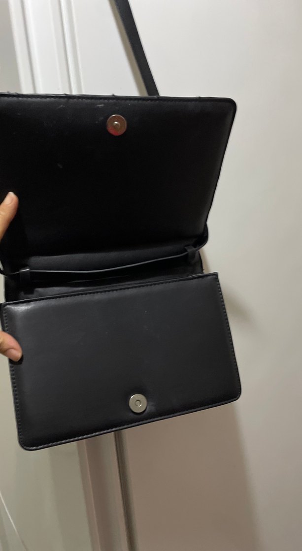 Deri Siyah Kareli Kadın Çanta - Görsel 4