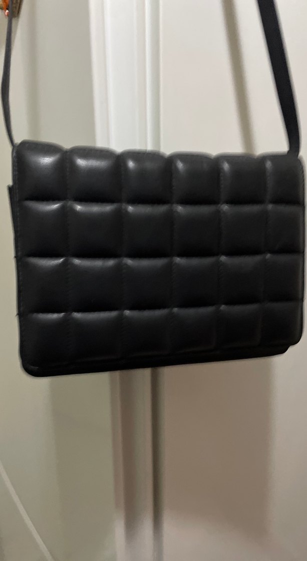 Deri Siyah Kareli Kadın Çanta - Görsel 3