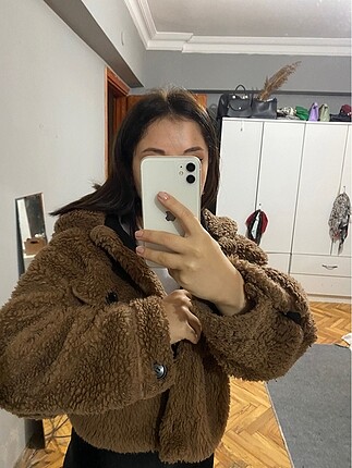 m Beden kahverengi Renk peluş mont