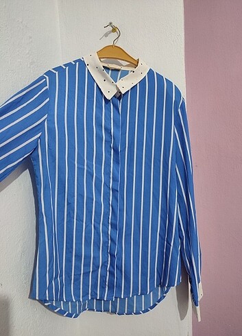 Zara Mavi çizgili bluz