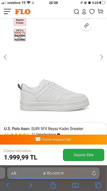 37 Beden Us Polo Assn Spor Ayakkabı