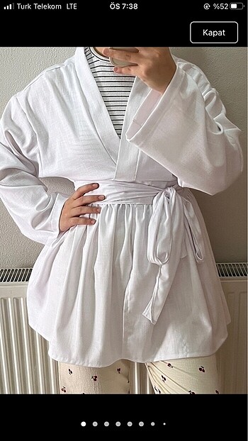 beyaz fırfırlı kimono