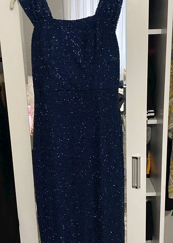 Parlak Lacivert Uzun Abiye Elbise - Görsel 2