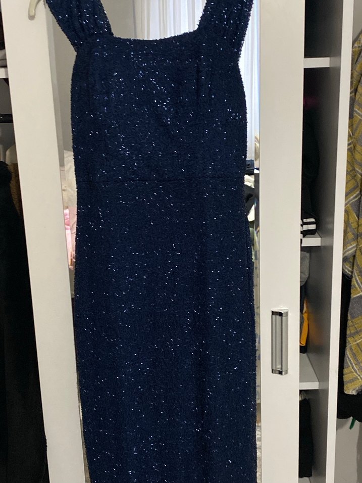 Parlak Lacivert Uzun Abiye Elbise - Görsel 2