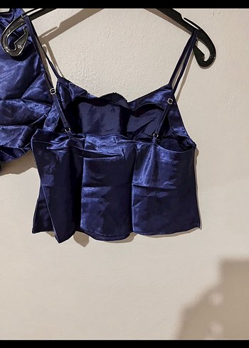 s Beden lacivert Renk Lacivert Drapeli Saten Pijama Takımı