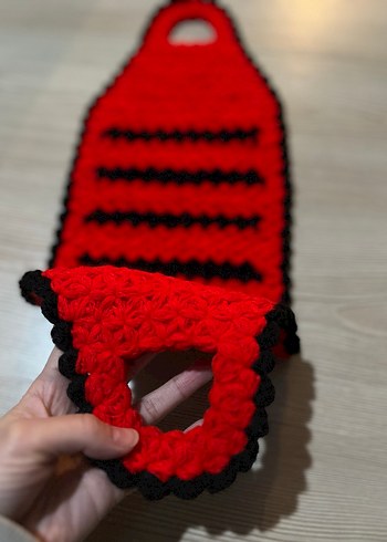 Kırmızı Siyah Çift Kulplu Banyo Süngeri - Görsel 3