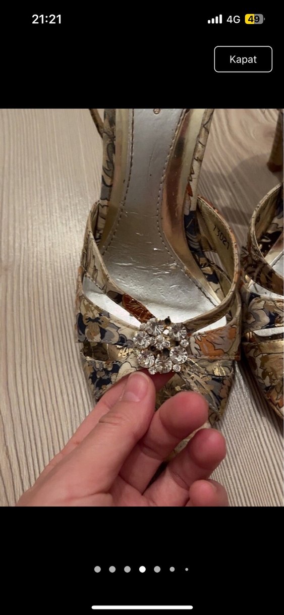 Altın Renkli Yılan Derisi Desenli Platform Topuklu Ayakkabı - Görsel 4