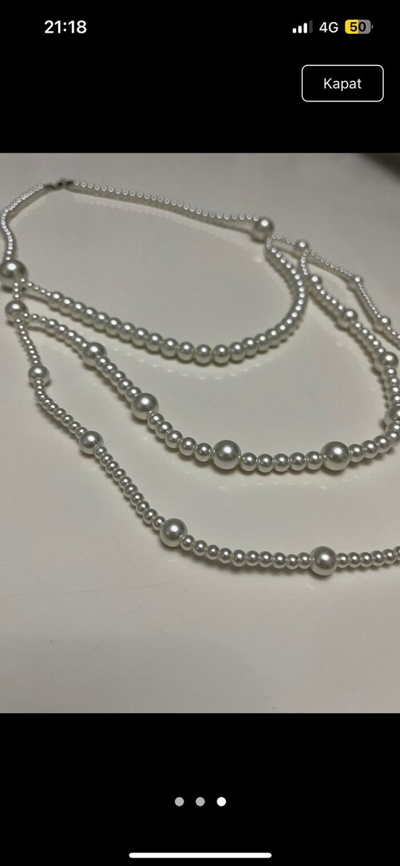 Uzun Boy İnci Boncuklu Kadın Kolye - Görsel 3