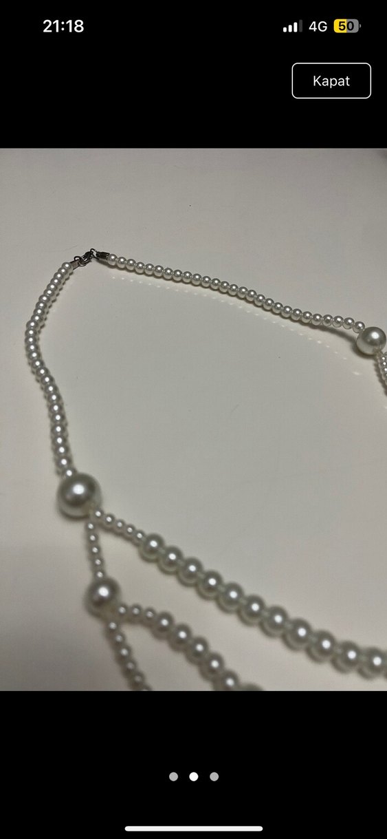 Uzun Boy İnci Boncuklu Kadın Kolye - Görsel 2