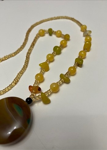 Uzun Renkli Boncuklu Bohem Kolye - Görsel 2